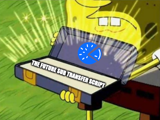 Spongebob opens shinning box of the future sub transfer script with piefed logo
