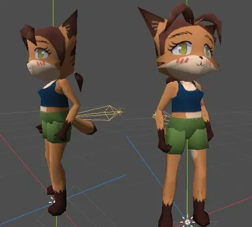 Anthropomorphic fox woman modeled, textured, and shaded to resemble a character from a Dreamcast game.