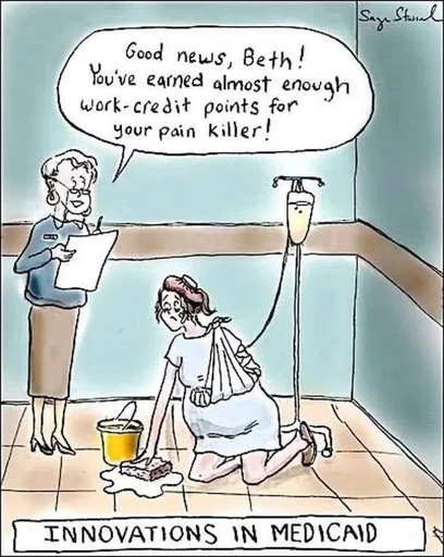 ... You've earned almost enough work-credit points for your pain-killer! [innovations in Medicaid]